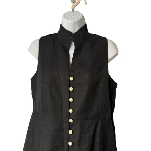 Tuckernuck NEW Black Leighton Linen Sleeveless Button Down Mini Dress Size M - Picture 5 of 11